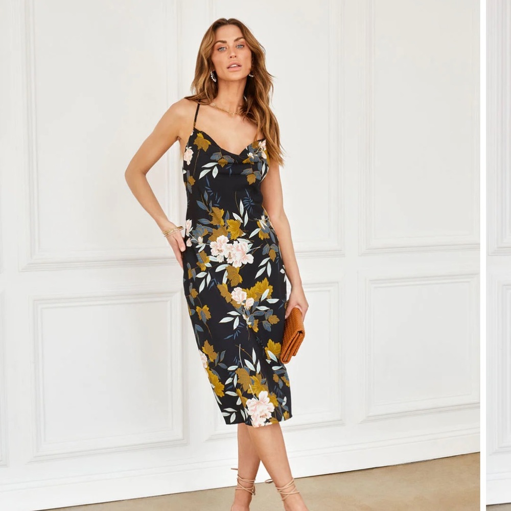 NWT Vici Floral Cowl Neck Midi Dress
